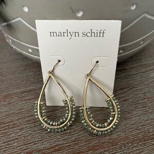 Marlyn Schiff Gold and Green Dangle Earrings